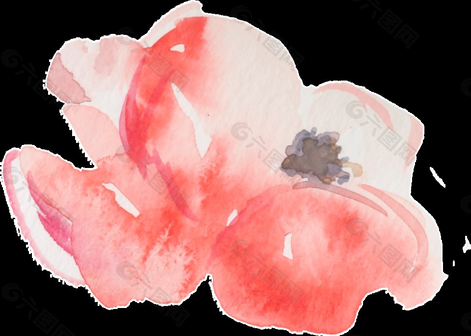 手绘艺术水彩花png透明素材