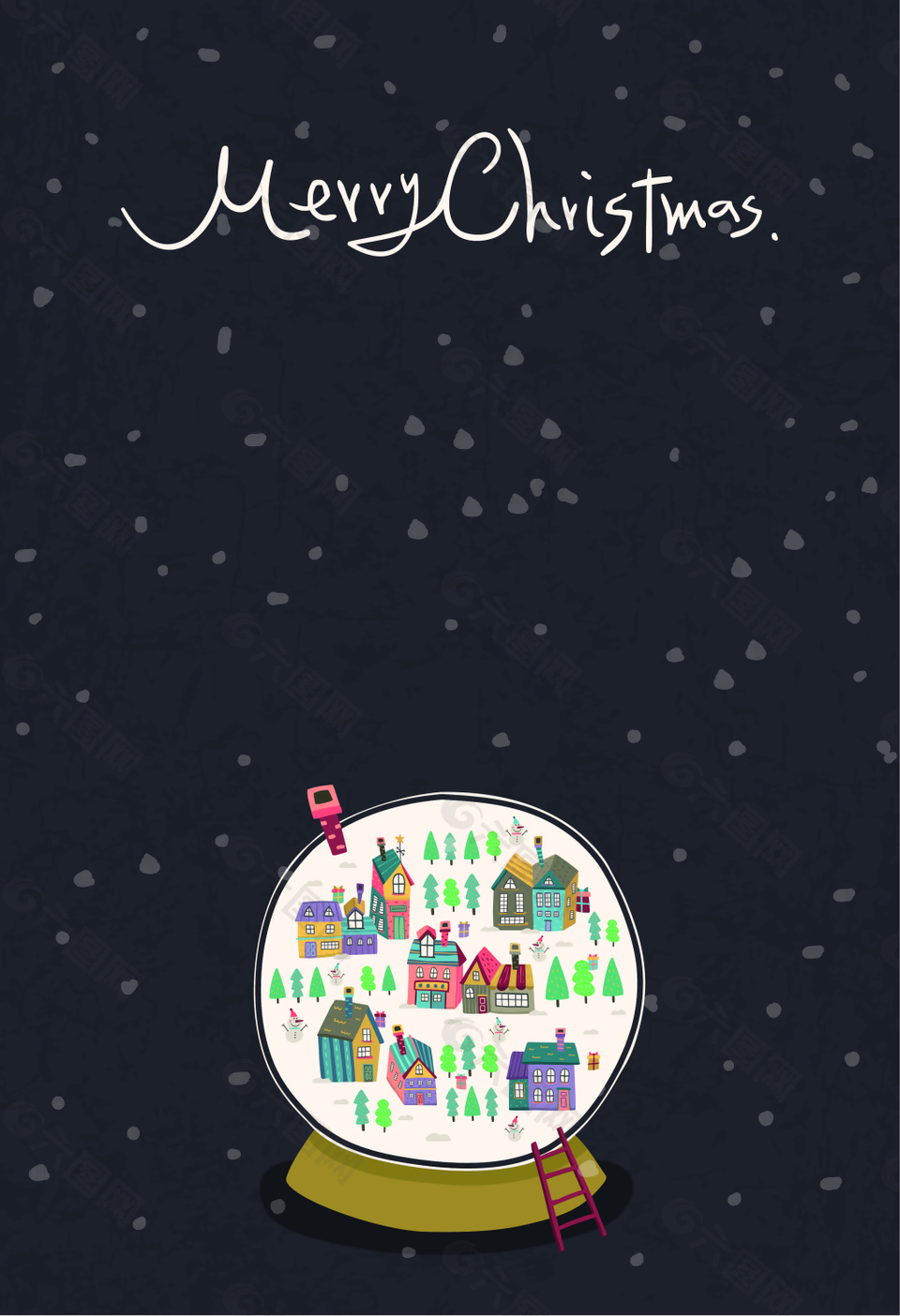 夜晚水晶球圣诞海报背景素材