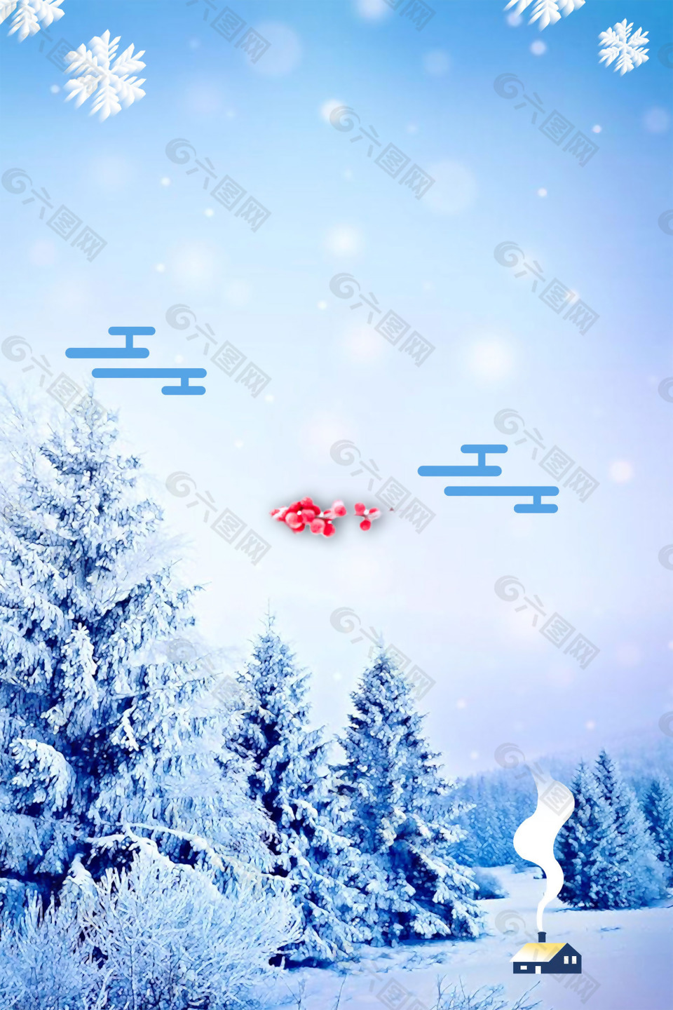 小清新雪花森林背景