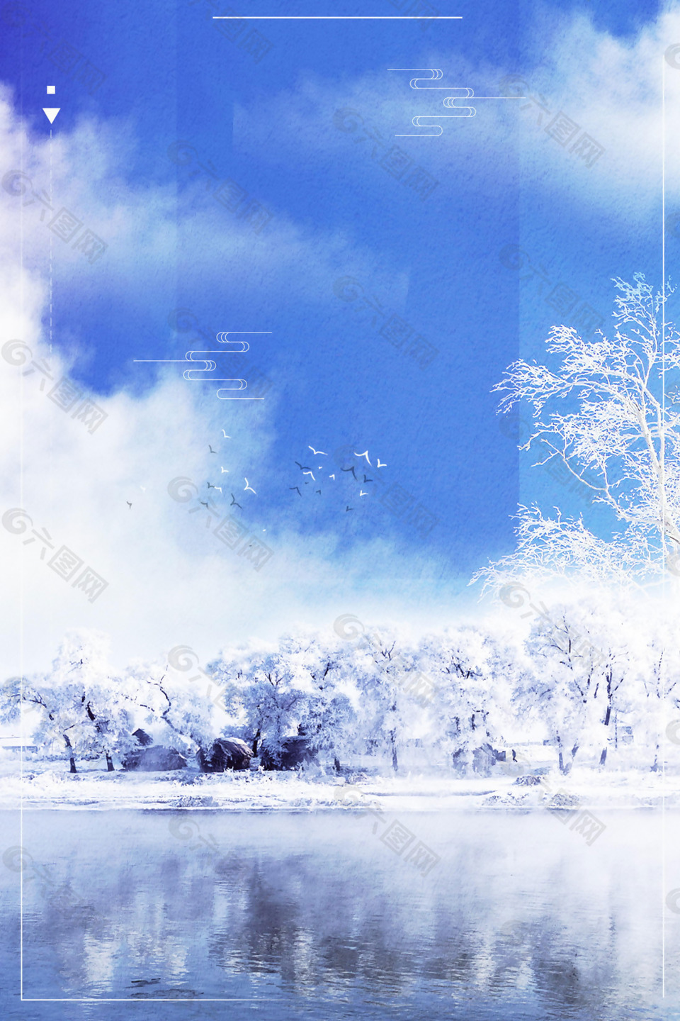 唯美森林湖泊背景