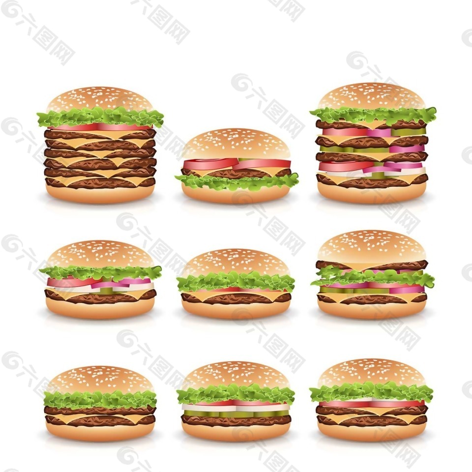 美食的快餐汉堡插画