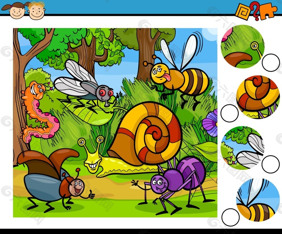 卡通可爱的昆虫世界插画平面广告素材免费下载 图片编号 六图网