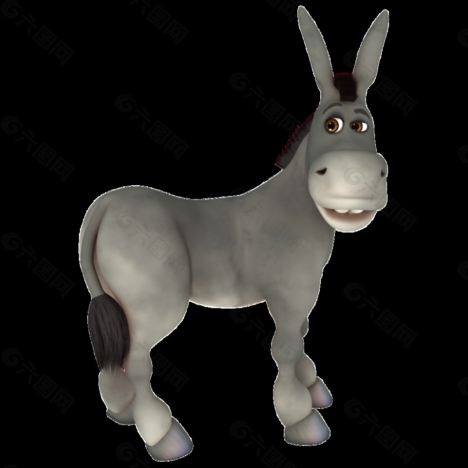手绘卡通驴子png透明素材