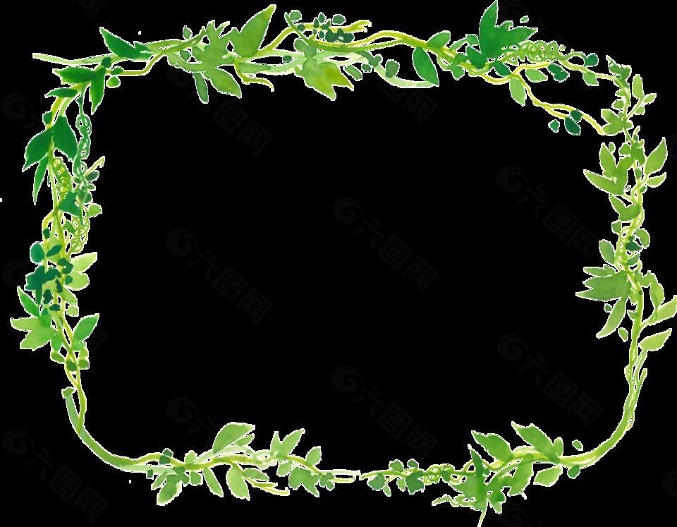 正方形树叶边框透明素材