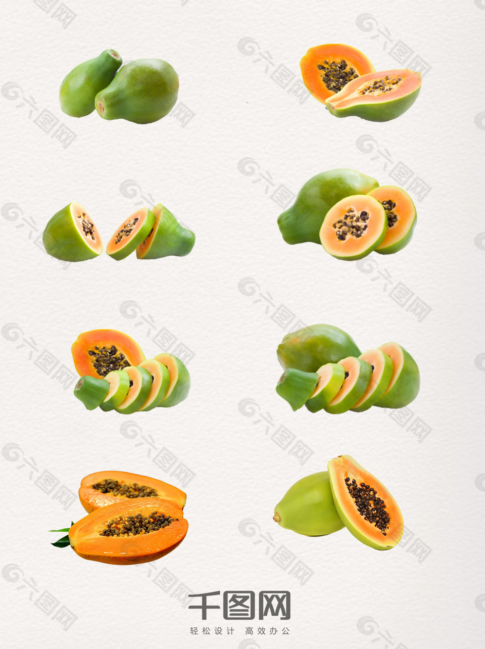 一组造型多样的木瓜图