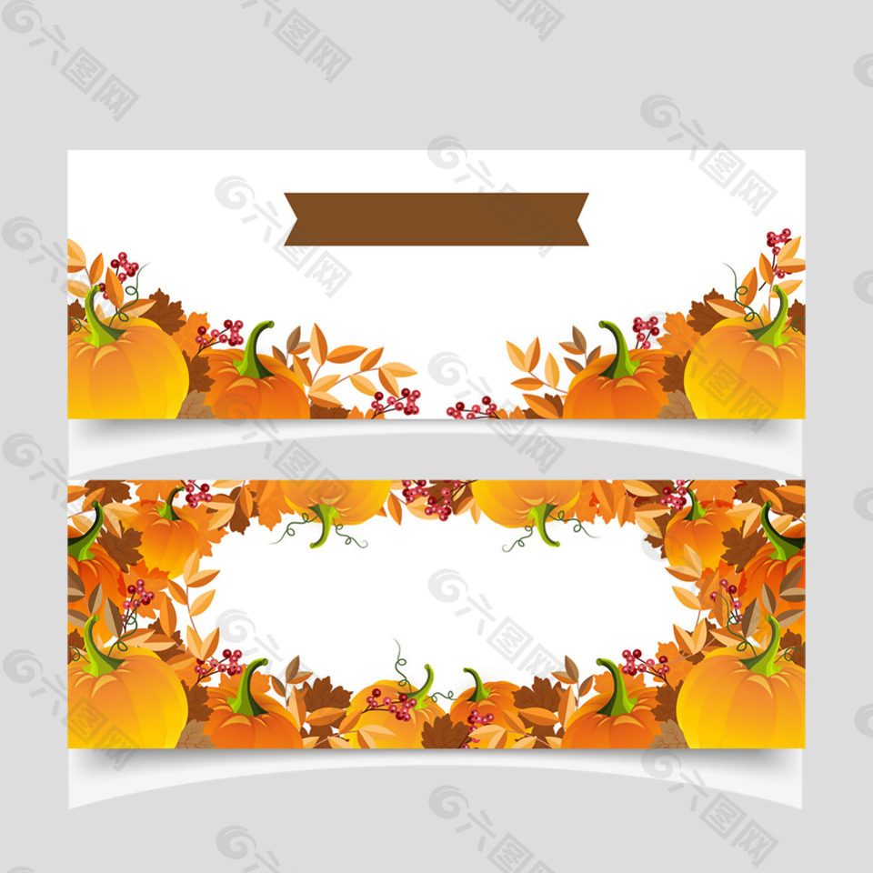 南瓜装饰感恩节海报模板背景