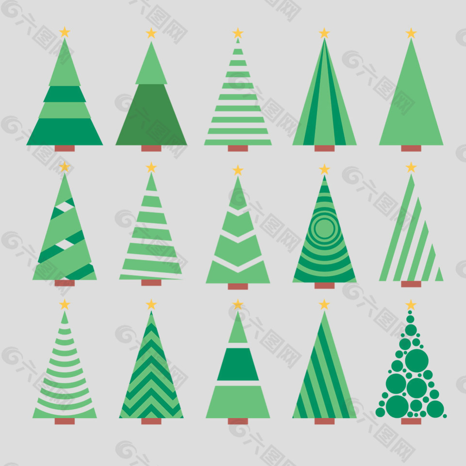 卡通三角形圣诞树免抠psd透明素材