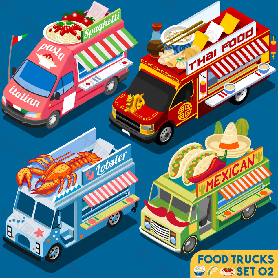 时尚卡通的快餐车