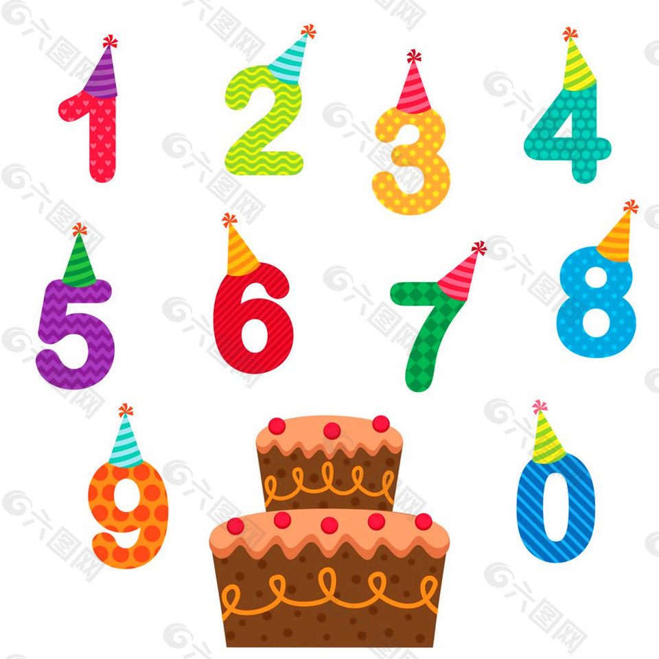 生日数字和生日蛋糕图片