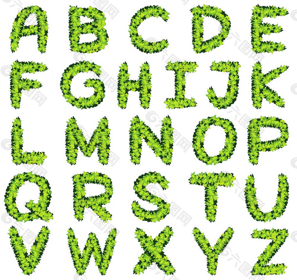 绿色草地字母字体图片1