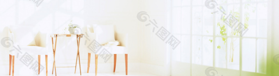 白色桌椅banner背景素材