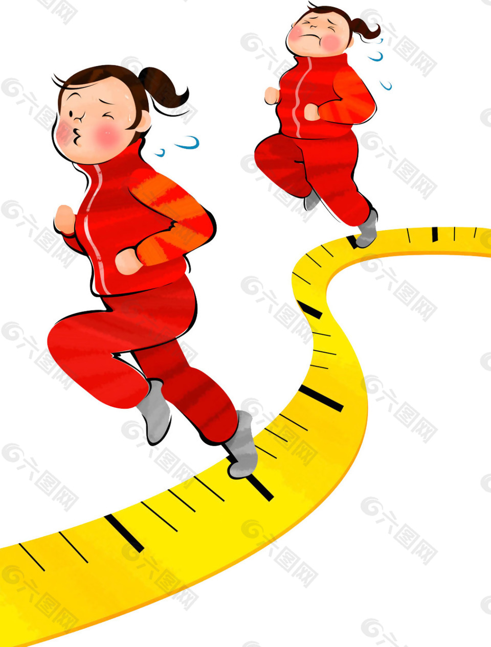 卡通奔跑女孩png元素素材