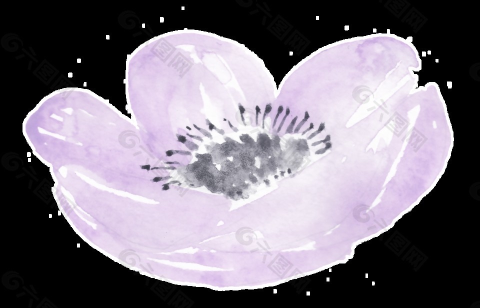 幽香紫色花卉卡通透明素材