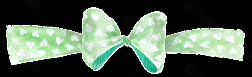 绿色波点蝴蝶结卡通透明素材