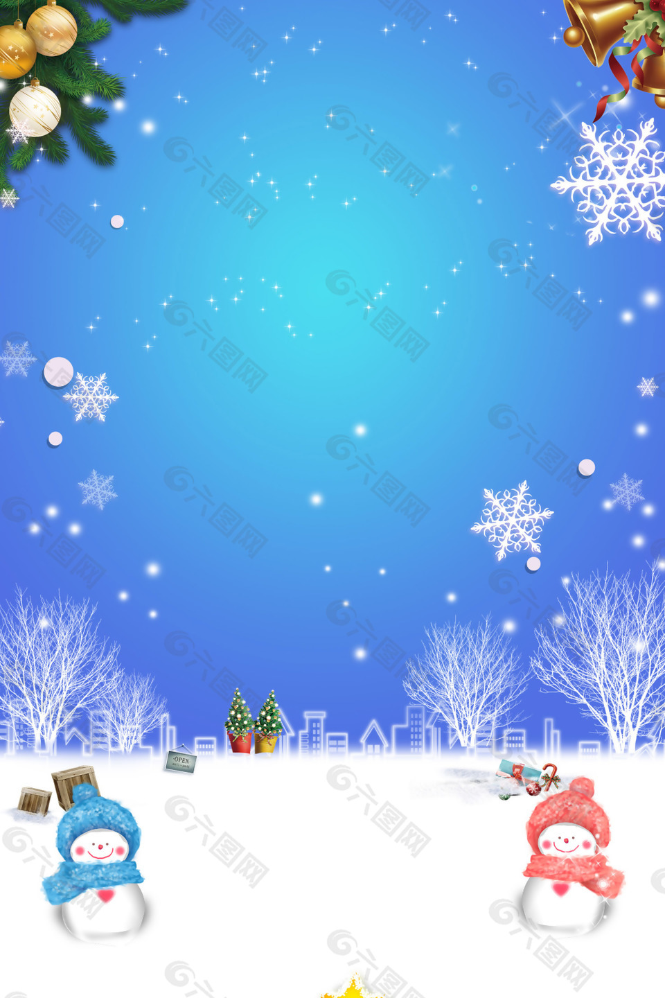 浪漫雪花圣诞节背景背景素材免费下载 图片编号 六图网