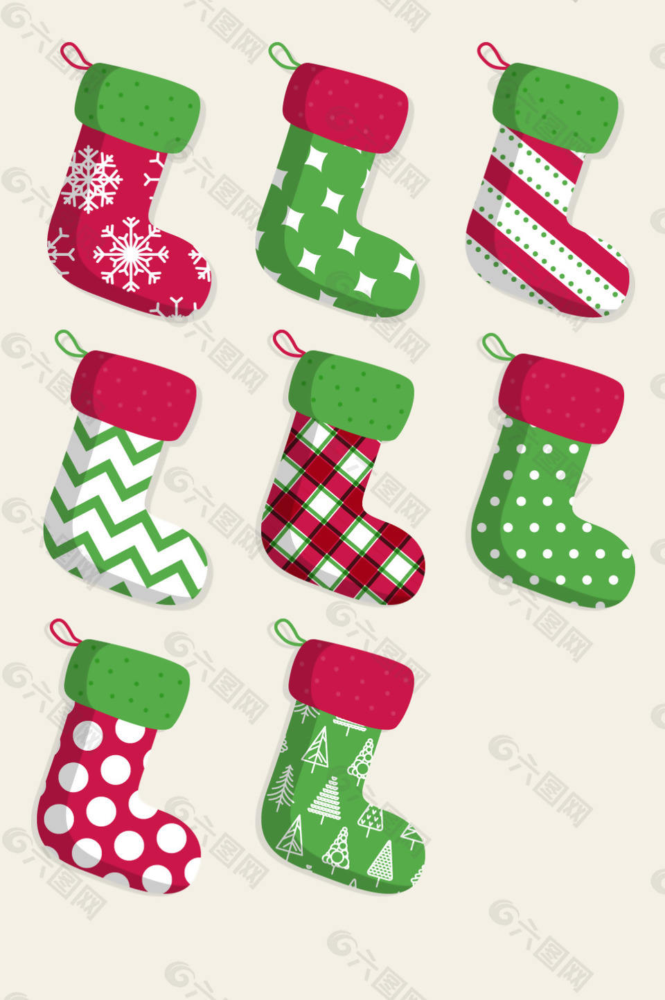 节日元素圣诞袜设计素材