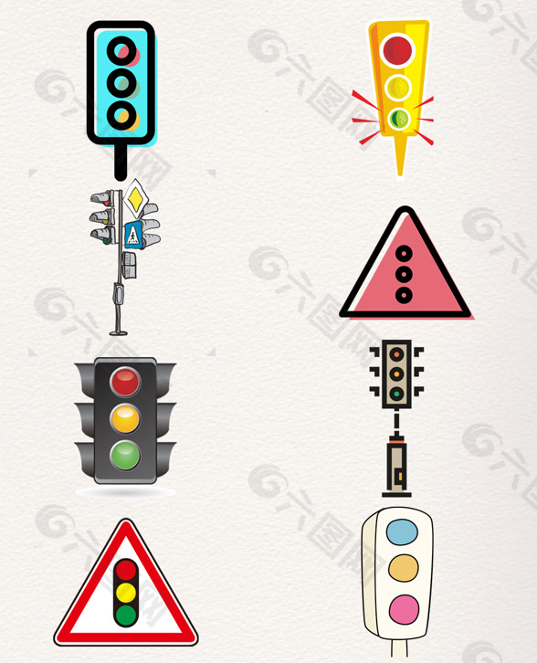 世界交通安全日卡通红绿灯信号的元素元素