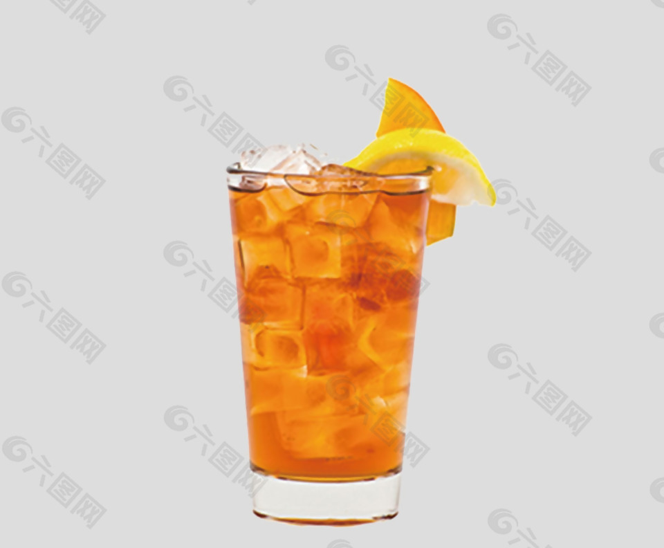 橙色果汁冰茶免抠psd透明素材