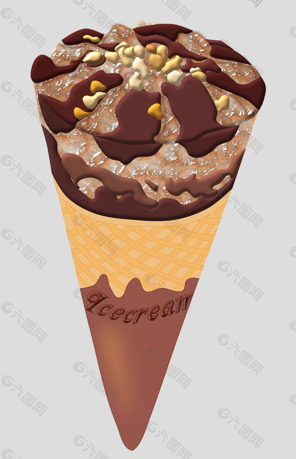 巧克力圆筒冰淇淋免抠psd透明素材