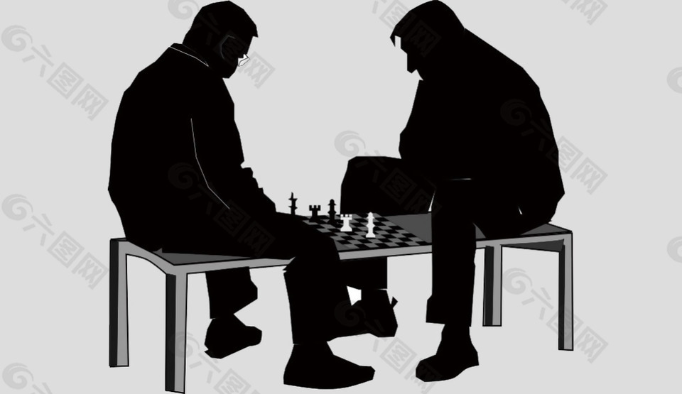 国际象棋对弈剪影免抠psd透明素材