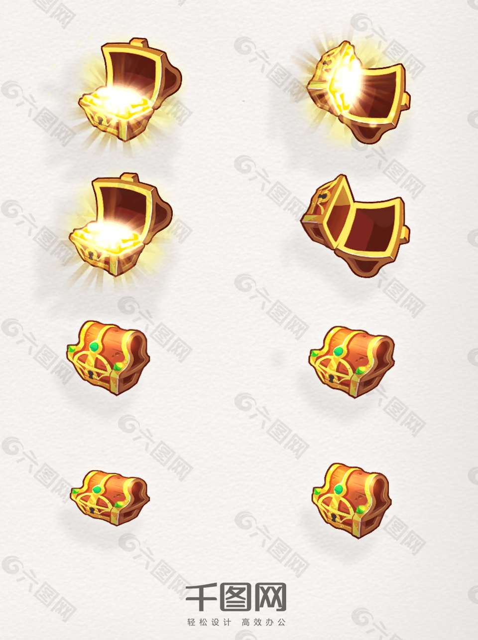 卡通游戏木质宝箱元素