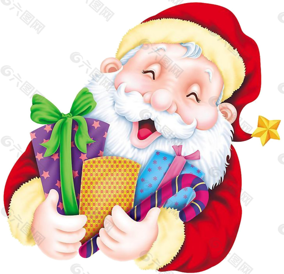 开心的卡通圣诞老人元素图