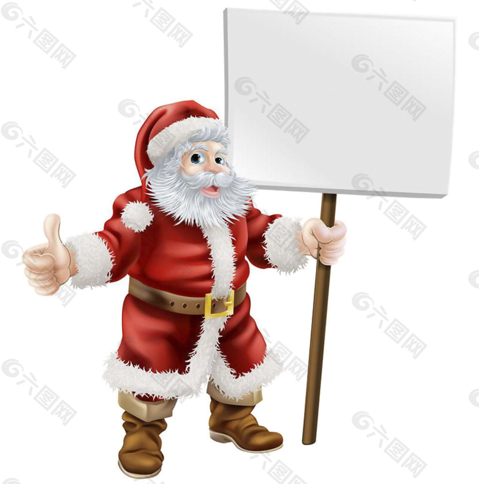 举着牌子的卡通圣诞老人元素