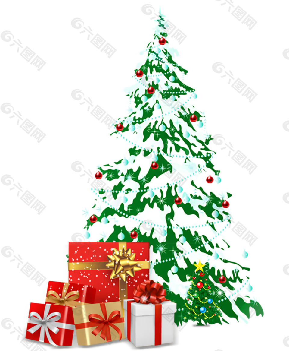 雪花圣诞树圣诞礼盒透明元素