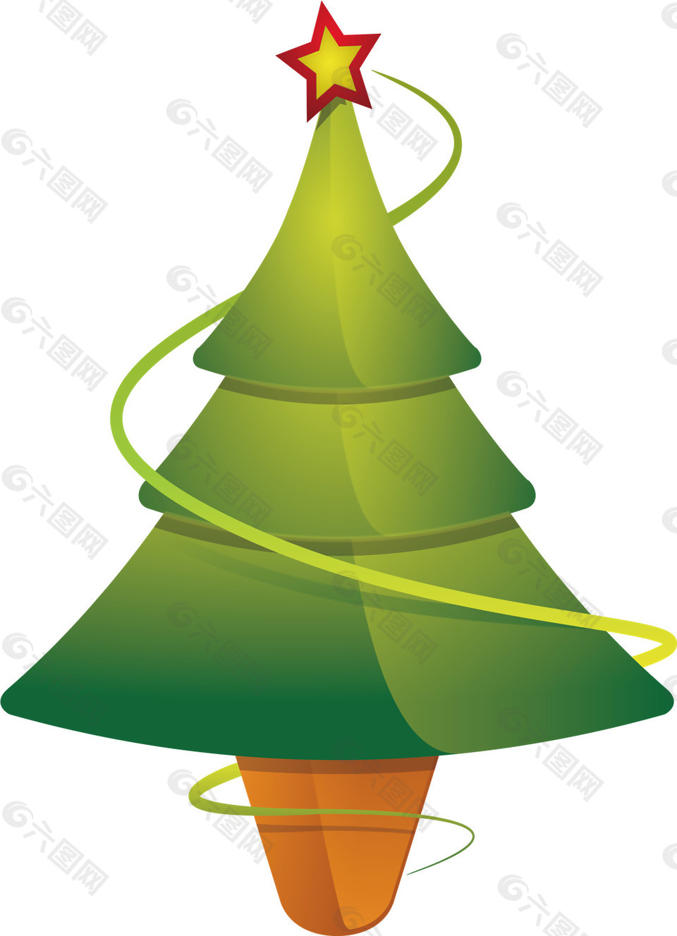 卡通绿色圣诞树免抠元素