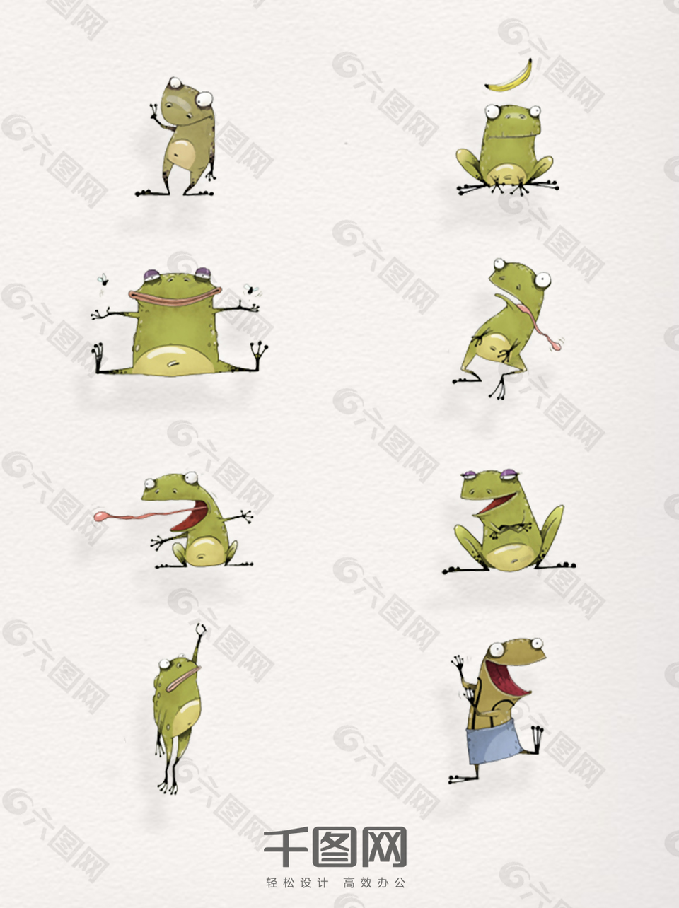 卡通手绘青蛙绿色元素设计