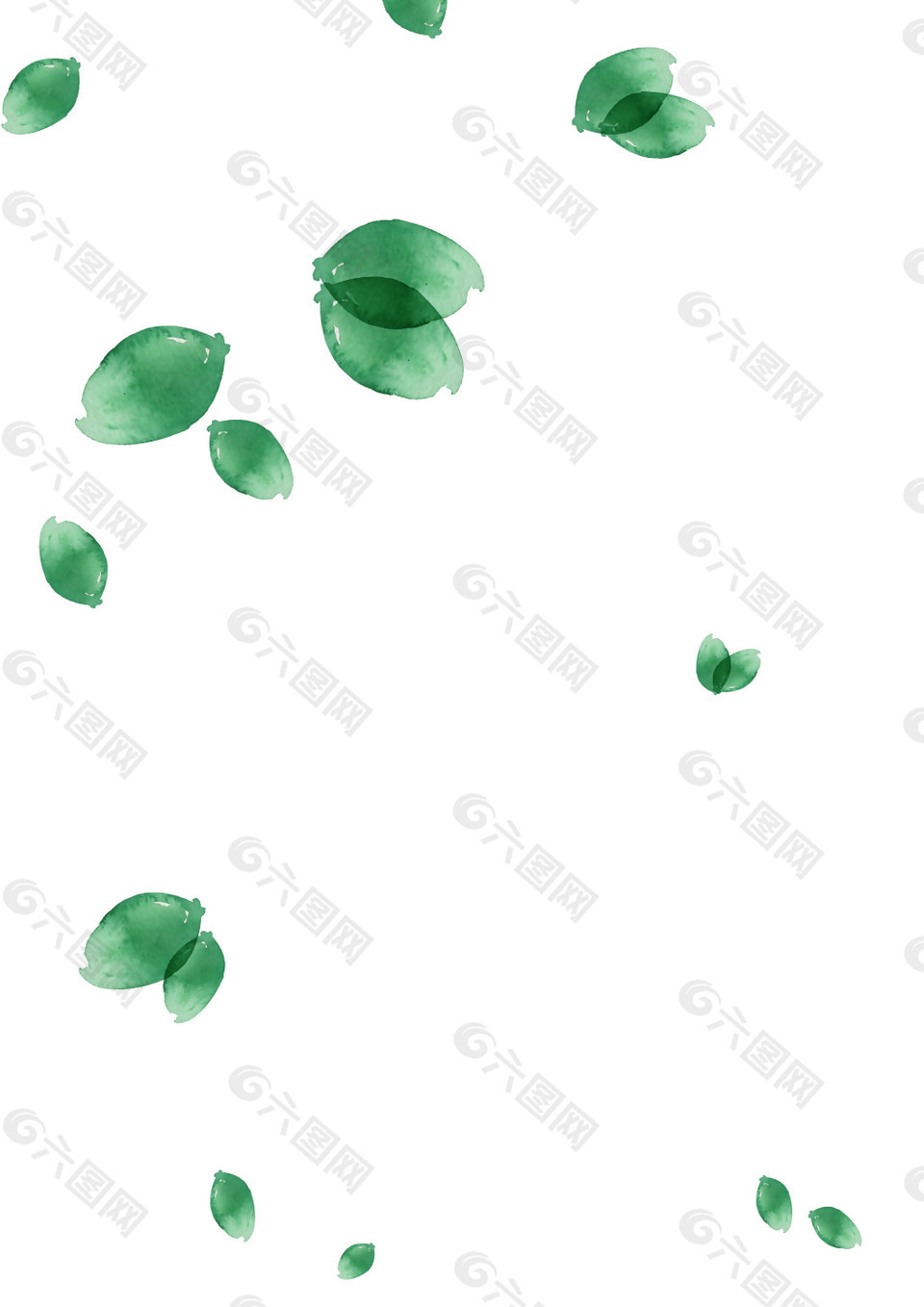 创意绿色彩绘叶子png元素素材