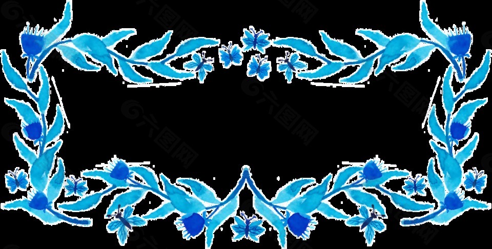 正方形树叶边框卡通透明素材