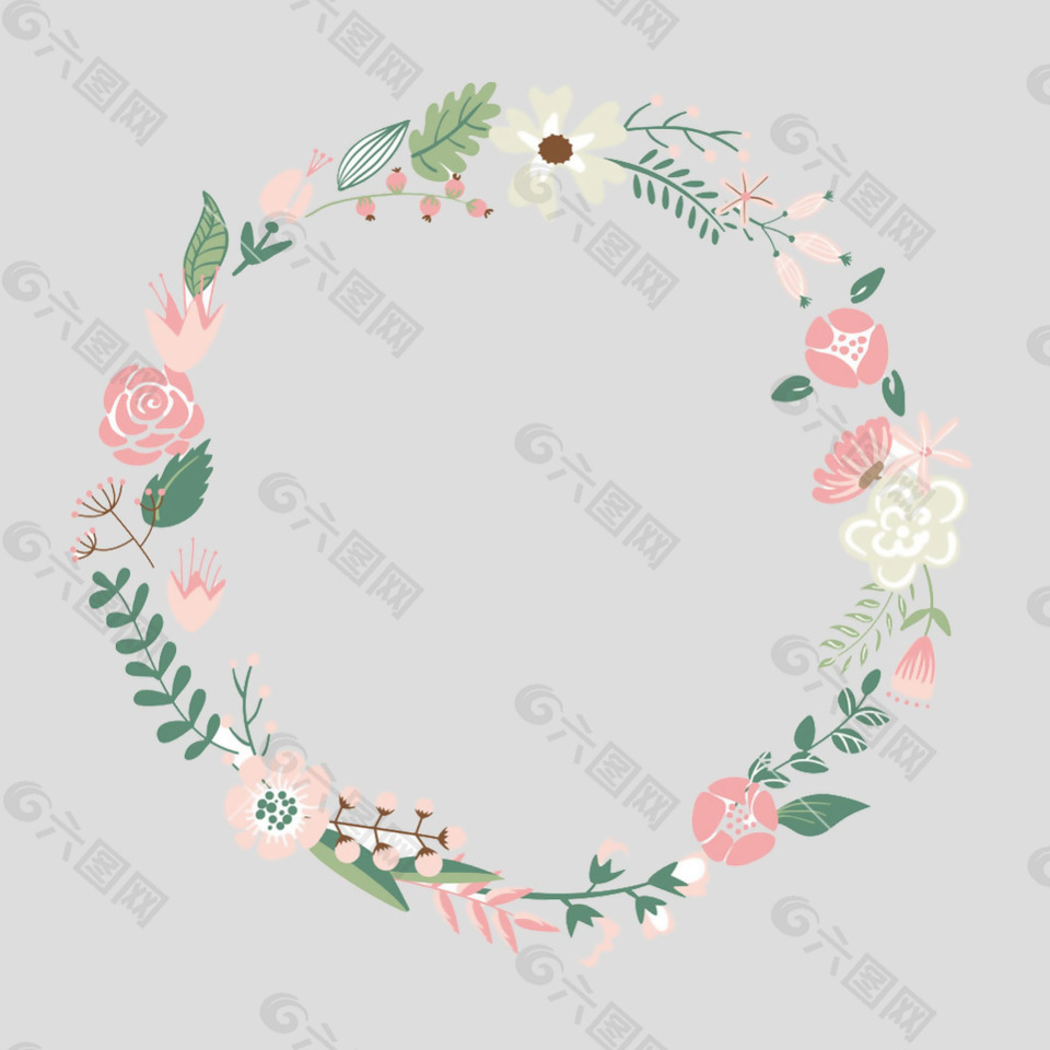 手绘叶子花卉边框免抠psd透明素材