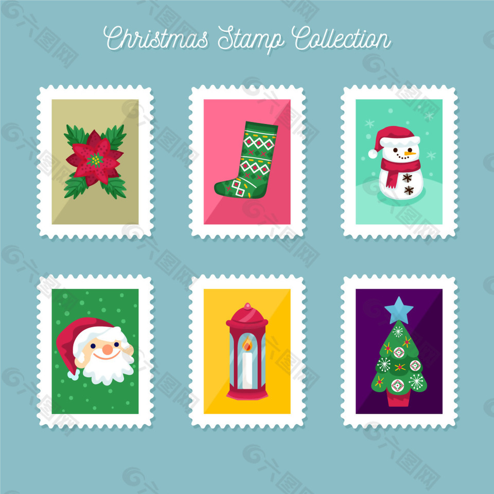创意圣诞节邮票标贴设计