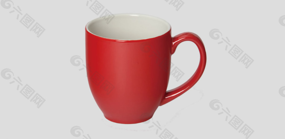 红色陶瓷咖啡杯免抠psd透明素材