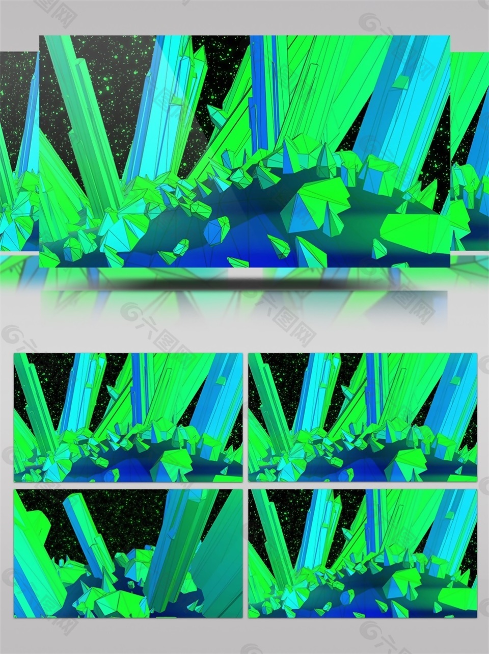 蓝绿色立体多边形动态视频素材