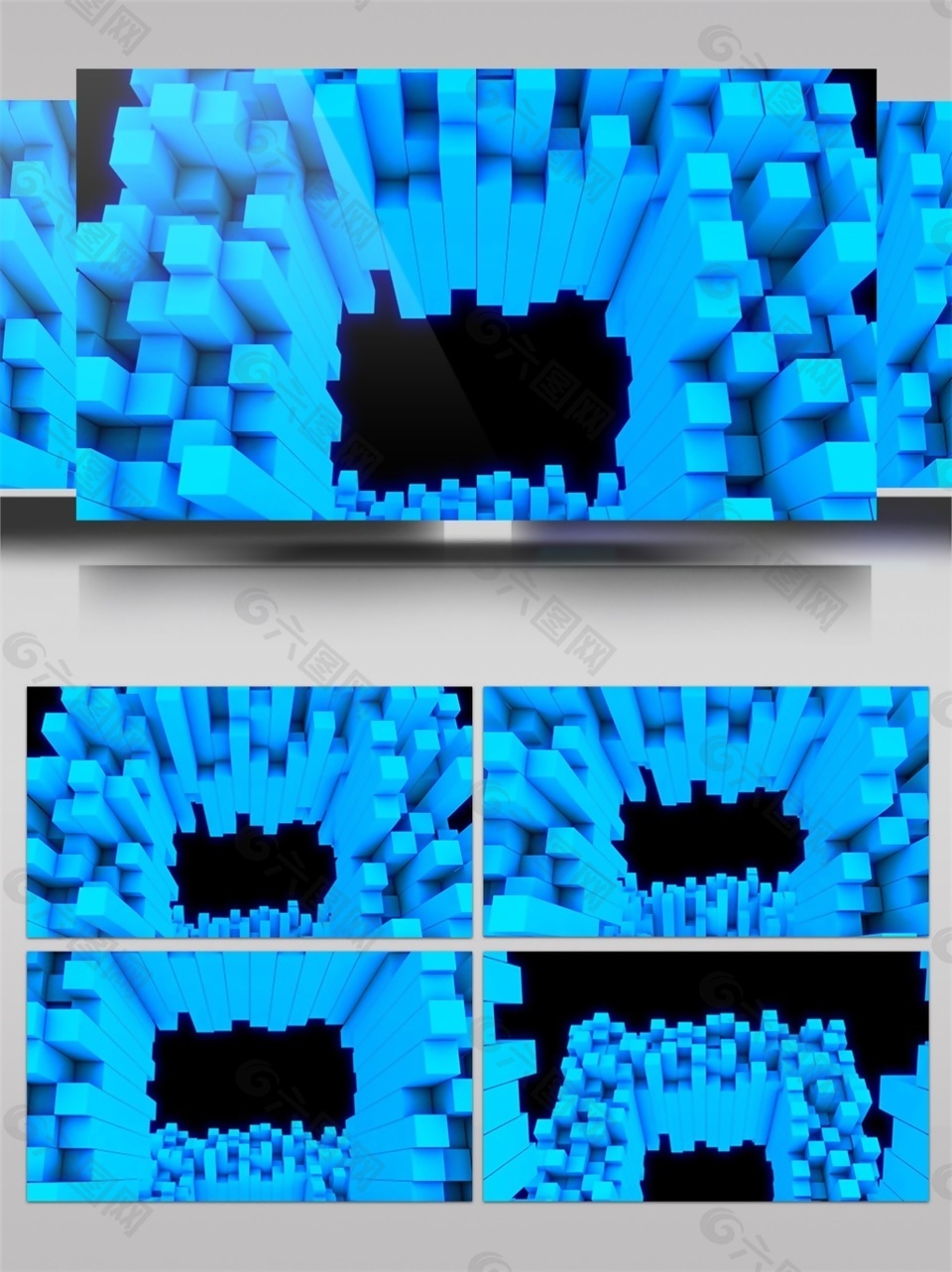 蓝色长方体冰柱视频素材