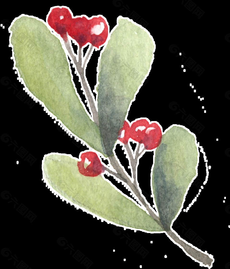 红色甜美果实植物卡通透明装饰素材