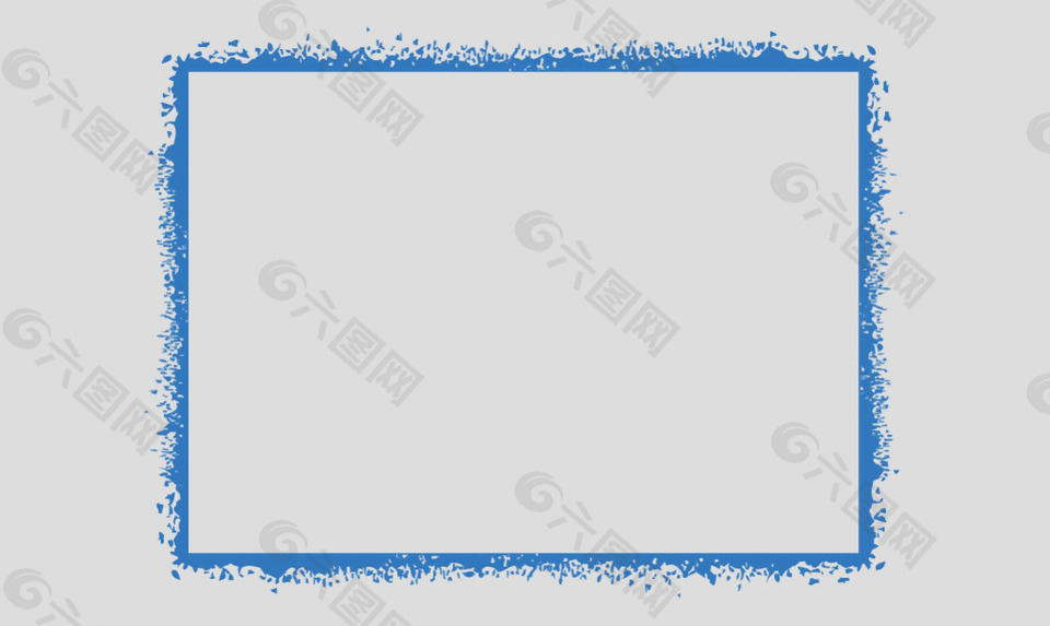 墨迹效果蓝色边框免抠psd透明素材