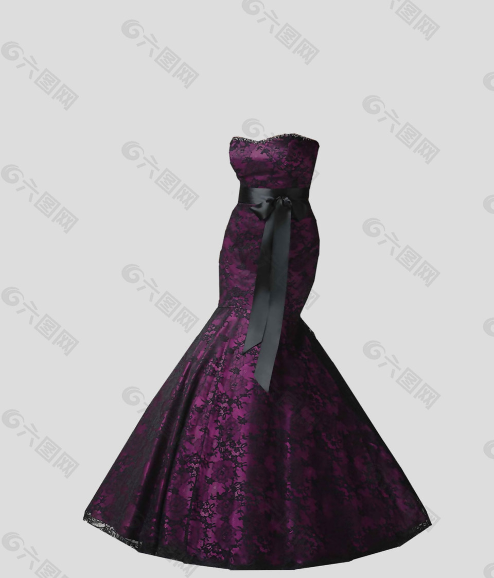 紫色塑身连衣裙免抠psd透明素材