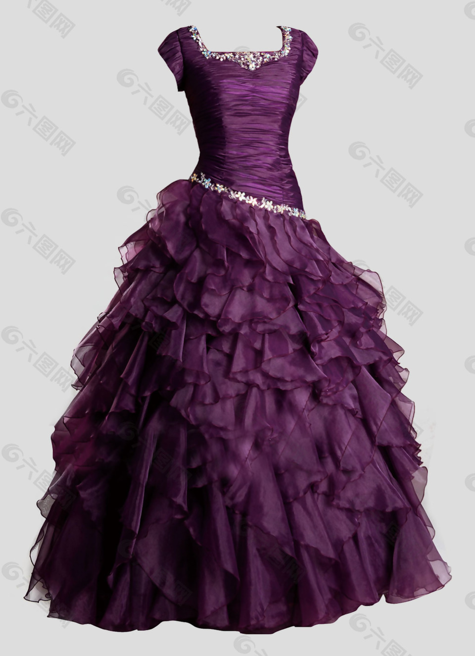 紫色礼服连衣裙免抠psd透明素材