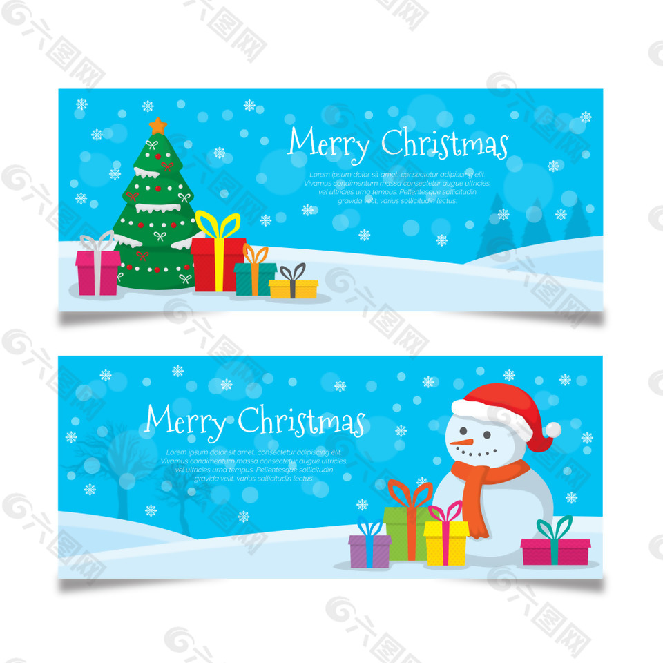 蓝色精美圣诞节礼品卡设计