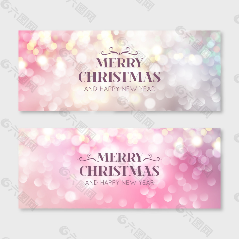 粉色系列圣诞节快乐贺卡设计