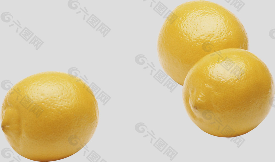 三只新鲜黄色柠檬免抠psd透明素材