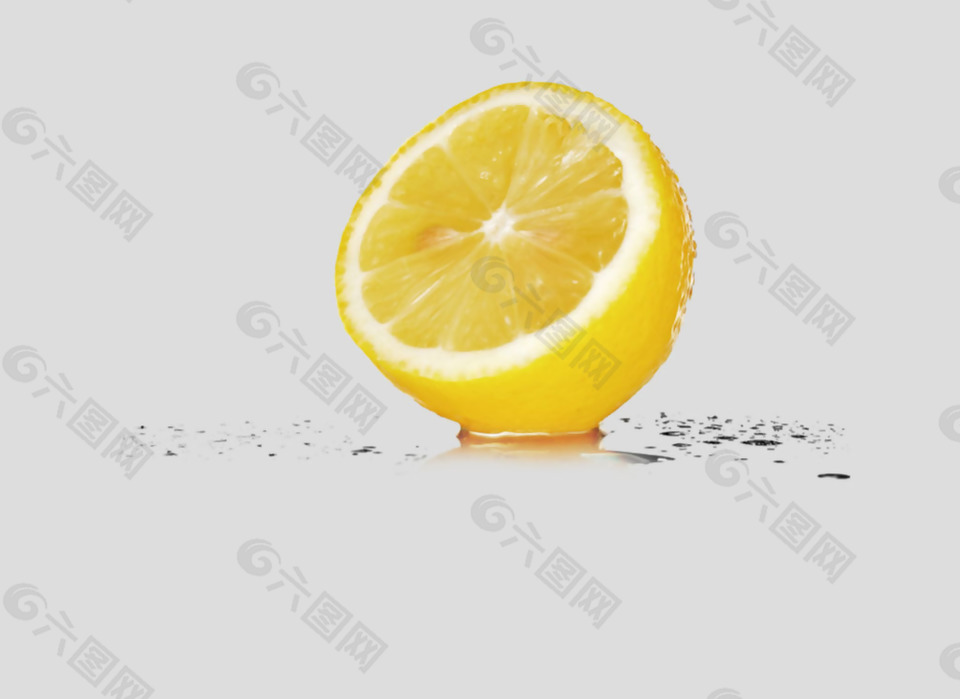 切开的新鲜柠檬免抠psd透明素材