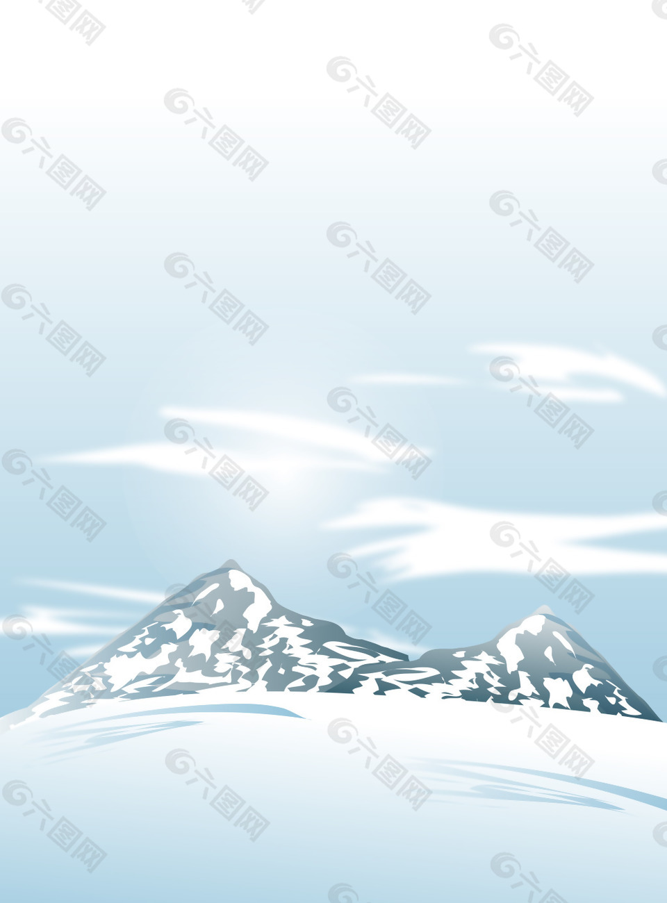 矢量卡通文艺冬季雪山背景素材