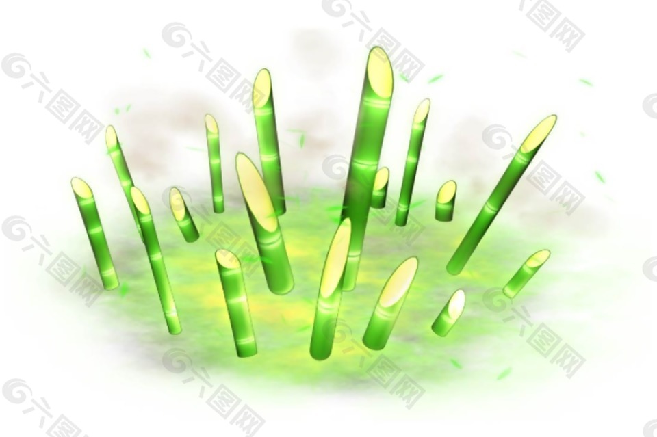 手绘绿色竹子元素