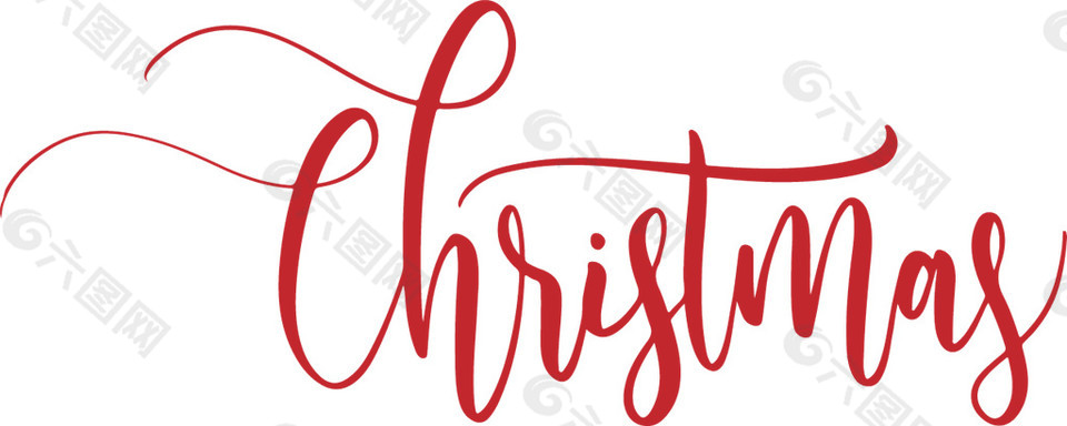 红色圣诞节艺术字体元素