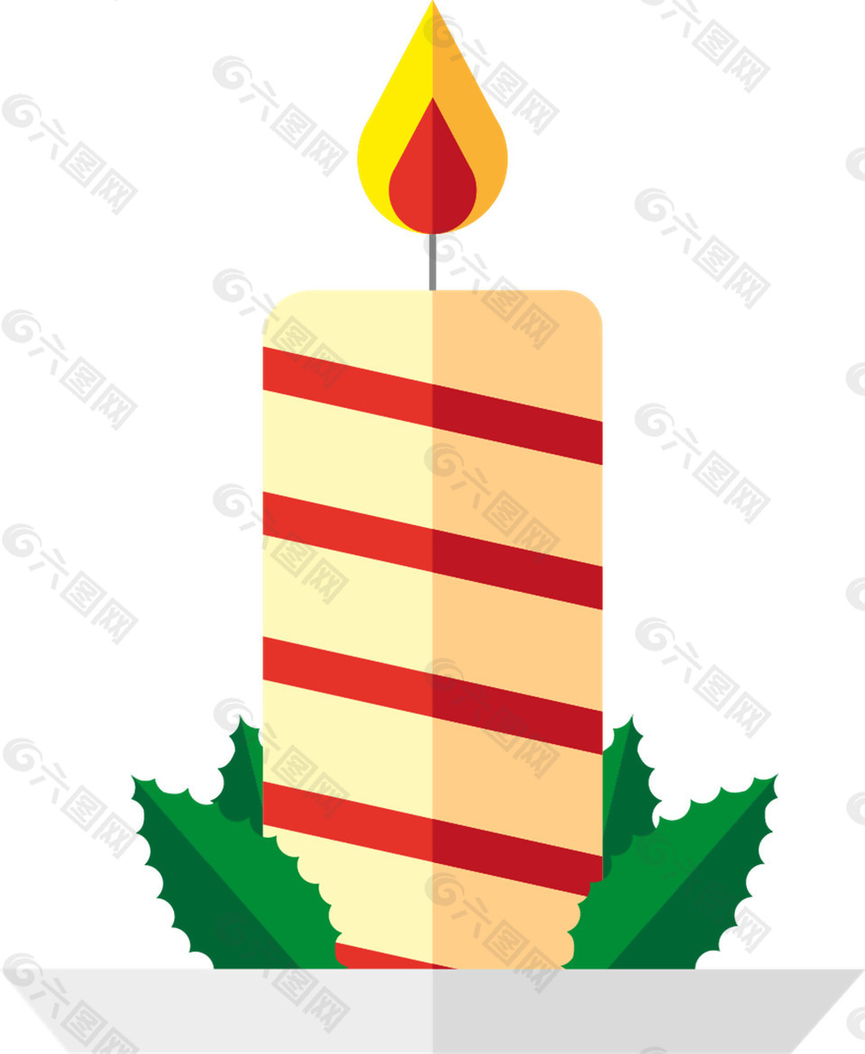 卡通圣诞条纹蜡烛PNG元素