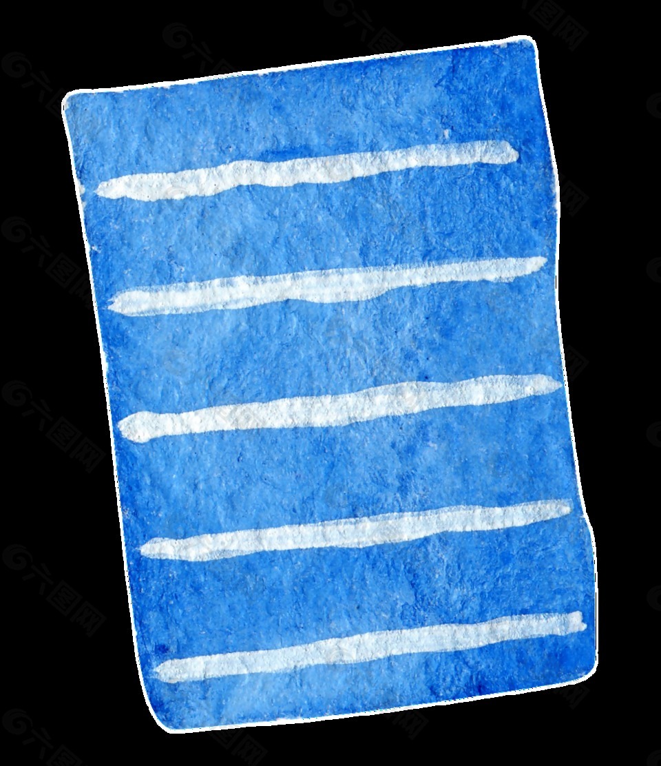 蓝色书壳卡通水彩透明素材